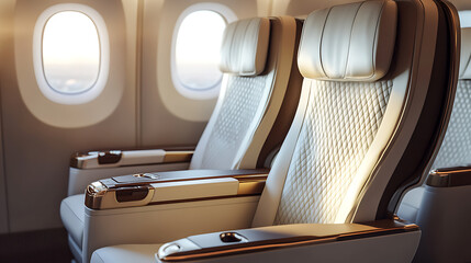 Poster - First class business luxury seats for vacations or corporate airplane travel