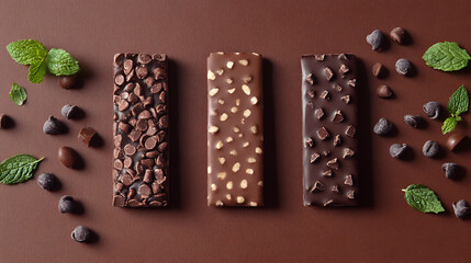 Aufkleber - Flat lay top view of packaging template design for energy protein bars or chocolate bar snacks
