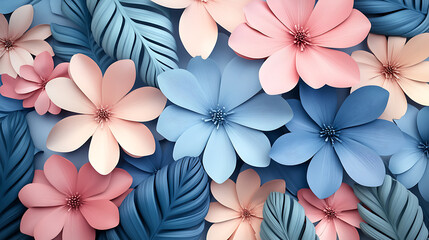 Aufkleber - Flower background with geometric pattern 3d illustration