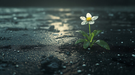 Poster - Flower grows from the asphalt