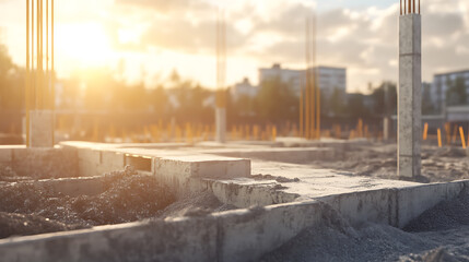 Aufkleber - Foundation of a residential building under construction