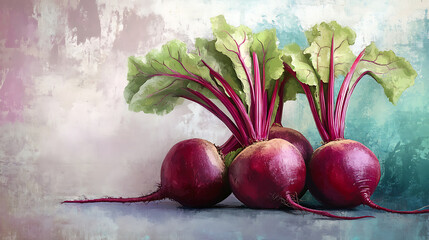 Poster - Fresh beetroot vegetable illustration, textured poster food print