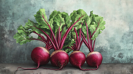Poster - Fresh beetroot vegetable illustration, textured poster food print