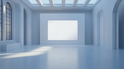Aufkleber - Front view on bright studio room interior with empty poster