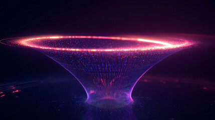 Fototapete - Futuristic digital funnel concept with glowing lines and particles, it symbolizes the flow of data, digital transformation, innovation