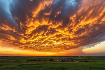 Wall Mural - the photo captures a vibrant sky filled with numerous clouds creating a captivating and dynamic scen
