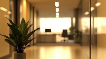 Poster - Abstract blurred office interior room, blurry working space with defocused effect, use for background or backdrop in business concept