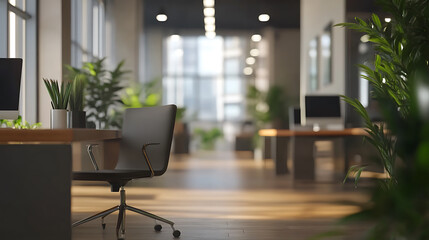 Fototapete - Abstract blurred office interior room, blurry working space with defocused effect, use for background or backdrop in business concept