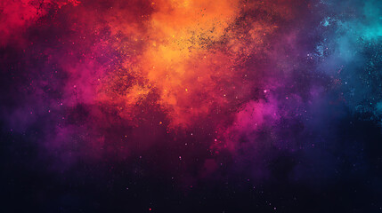 Fototapete - Abstract colorful paint splashing on dark background