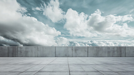 Poster - Abstract concrete wall with cloudy sky