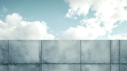 Fototapete - Abstract concrete wall with cloudy sky