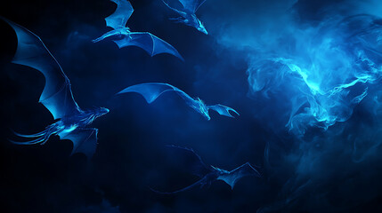 Aufkleber - Abstract background with blue triangles and flying particles on a white background