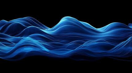 Fototapete - Abstract ocean waves in various shades of blue, digital art style, against a dark background, conveying a concept of nature's dynamics