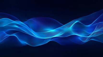 Fototapete - Abstract ocean waves in various shades of blue, digital art style, against a dark background, conveying a concept of nature's dynamics