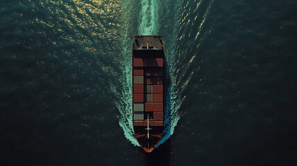 Aufkleber - Overhead aerial view of a container cargo ship