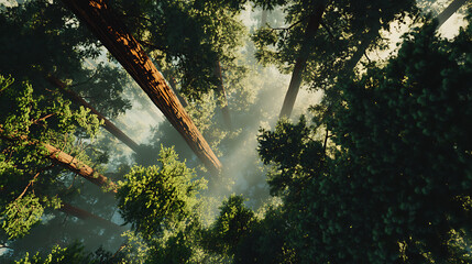 Poster - An elevated view of giant sequoia trees in a forest
