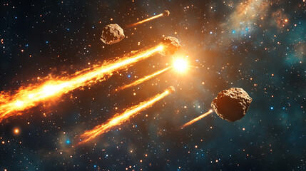 Wall Mural - asteroids in outer space