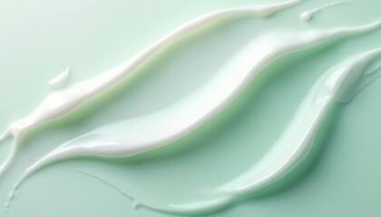 Aufkleber - Gentle waves hydrating face cream on pastel background. Skincare product with silk texture. Smoothing, moisturizing properties. Luxurious cosmetic product, beauty and wellness concept.