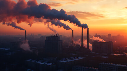 Aufkleber - Bad environment in the city, ecological catastrophy, harmful emissions into the environment