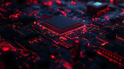 Fototapete - Black and red computer graphics background