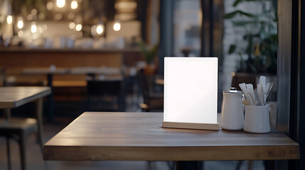 Poster - Blank menu board on the table in a cafe