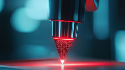 Leinwandbilder - High-tech red laser treatment highlighting modern beauty technology for skin rejuvenation in a sterile clinical setting