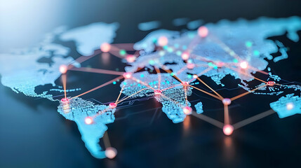 Poster - Global Network Connections World Map