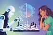 © PrettyStock - Human Versus Ai Chess Game Concept Illustration