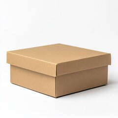 Poster - Clean product shot of a brown square gift box, package presented on white backdrop.