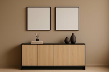 Poster - Elegant Minimalist Cabinet Display with Simple Art Frames
