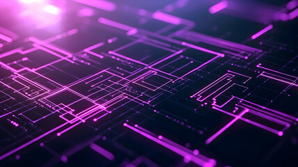 Poster - Abstract Digital Network Design With Glowing Lines And Purple Dots