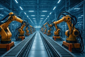 Poster - Futuristic Factory Technology with Efficient Robotic Machines for Production