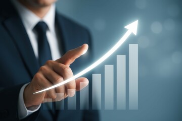 Poster - Business Growth Symbol with Finger Pointing at Positive Trend