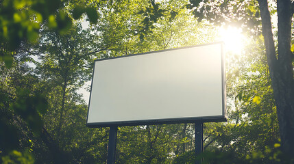 Aufkleber - Blank white advertising billboard sign in a green forest environment