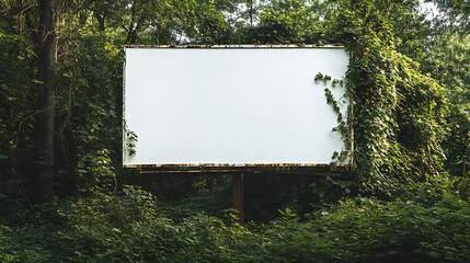 Aufkleber - Blank white advertising billboard sign in a green forest environment