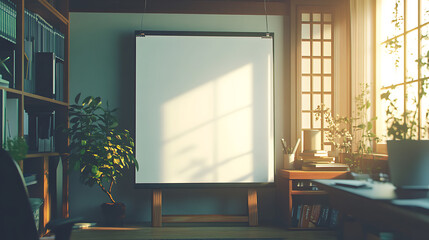 Fototapete - Blank white poster in modern office interior