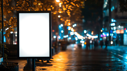 Aufkleber - Blank white poster with black frame stand in front of blur restaurant cafe background for show or present promotion concept