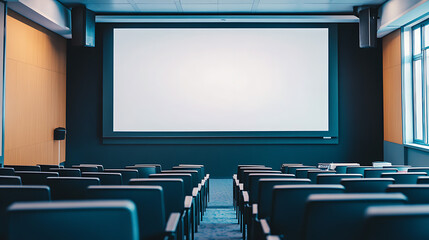 Leinwandbilder - Blank white screen of blank screen projector closeup presentation room