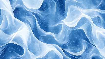 Leinwandbilder - Blue and white abstract japanese wave style seamless pattern