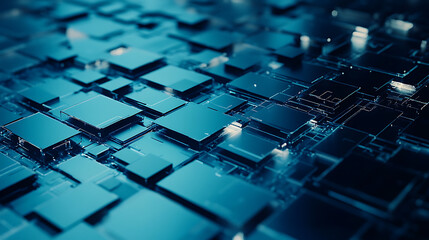 Poster - Blue squares background for technology abstract business concept