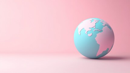 Poster - Pastel-colored globe on pink background. (1)
