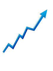 Poster - A vibrant, 3D graphic of a blue, upward-trending arrow chart set against a transparent background