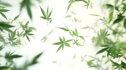 Poster - Cannabis marijuana leaves falling on a white background