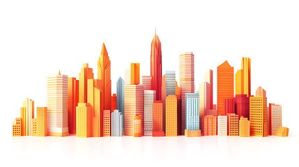 Poster - Cityscape illustration made of paper in origami style isolated on white background