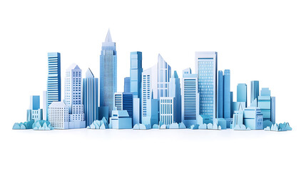 Poster - Cityscape illustration made of paper in origami style isolated on white background