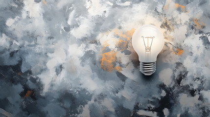 Aufkleber - Close-up of white lightbulb on grey background with copy space