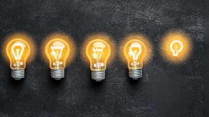 Poster - Glow of Innovative Ideas With Light Bulbs on Dark Background Generative AI