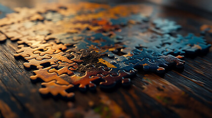 Poster - Close up of puzzle piece on table