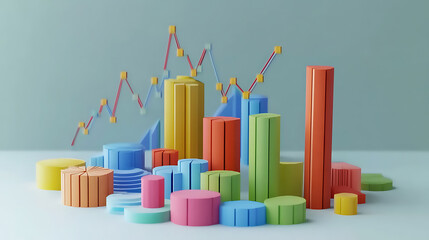 Poster - Colorful business growth charts and financial analysis