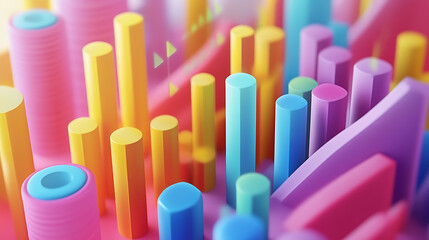 Aufkleber - Colorful business growth charts and financial analysis